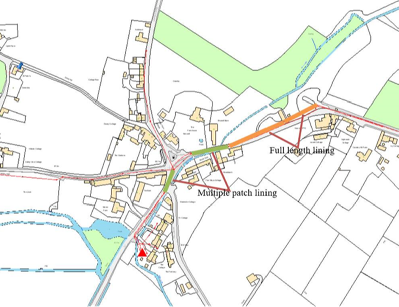 Map showing Thames Water sewer patch lining attempt in December 2020